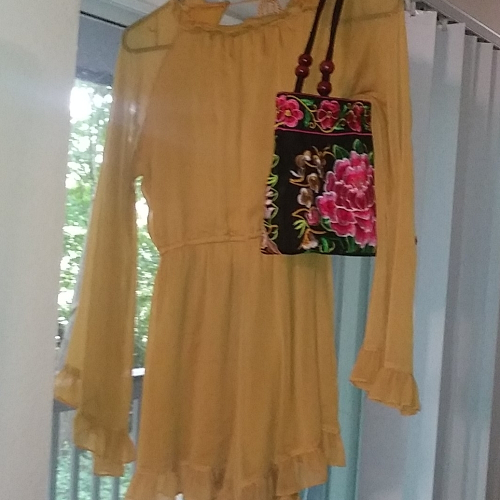 Sheer romper ,Mustard color super cute
